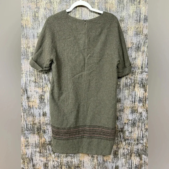 Massimo Dutti Green Wool V Neck Short Sleeve Dress - Picture 5 of 7